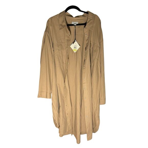 Ava & Viv Women's Long Sleeve Tan Relaxed Fit Button-Down Shirt Sz 3x - Picture 2 of 15